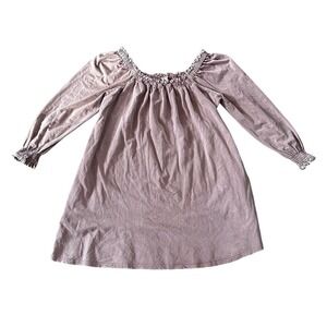 Easel Los Angeles Smocked Neck Gauze Dress Mauve Pink‎ Long Sleeve Size M